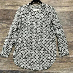 LOFT Black and White Floral Blouse